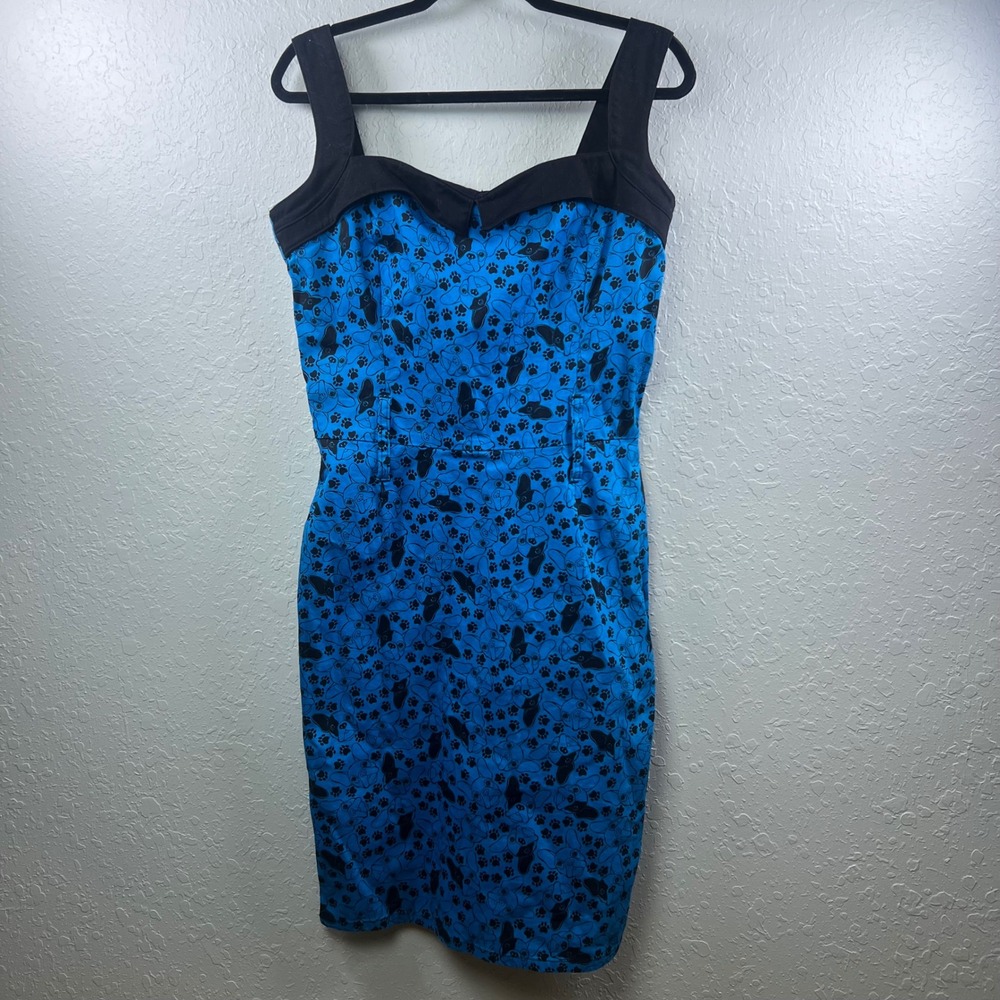 Switchblade Stiletto Pin Up Dress Women French Bulldog Punk Rockabilly XXL Blue